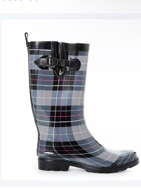 Capelli NY - Tall Plaid Rain Boots - Gray/Black